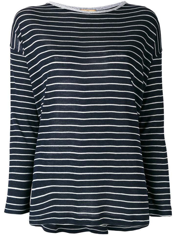 Fay - Fay Long Sleeved Top - Women - Silk - S, Blue, Silk