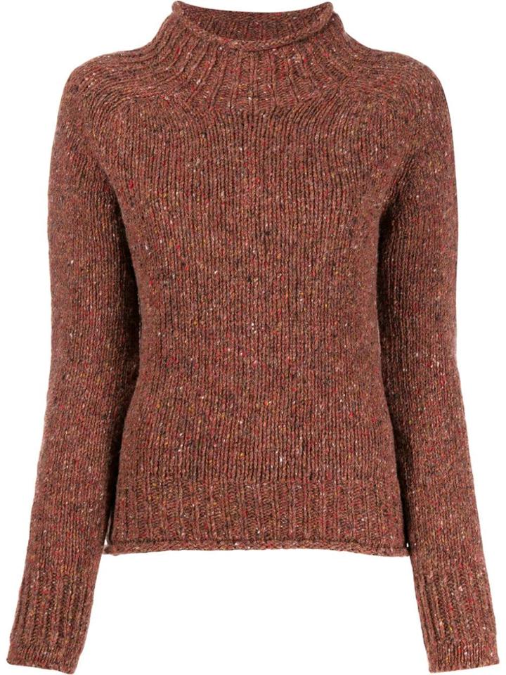 Ymc Turtleneck Melange Knit Sweater - Brown