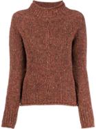 Ymc Turtleneck Melange Knit Sweater - Brown