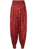 Alessandra Rich Leopard Print Harem Trousers - Red