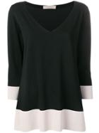 D.exterior Two-tone Knitted Top - Black