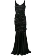 Dolce & Gabbana Ruched Satin Maxi Dress - Black