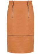 Tufi Duek Zipped Leather Skirt - Brown