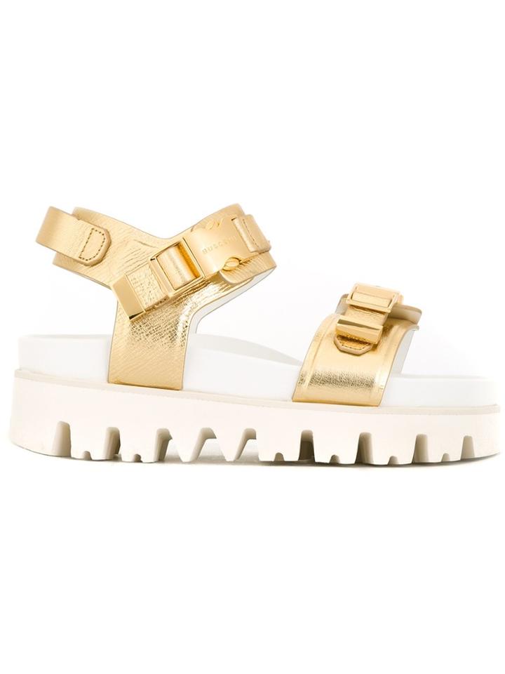 Buscemi Buckled Flatform Sandals - Metallic