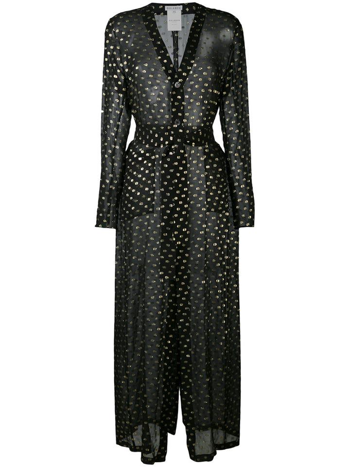 Melampo - Dotted Pattern Gown - Women - Silk/lurex - 42, Black, Silk/lurex