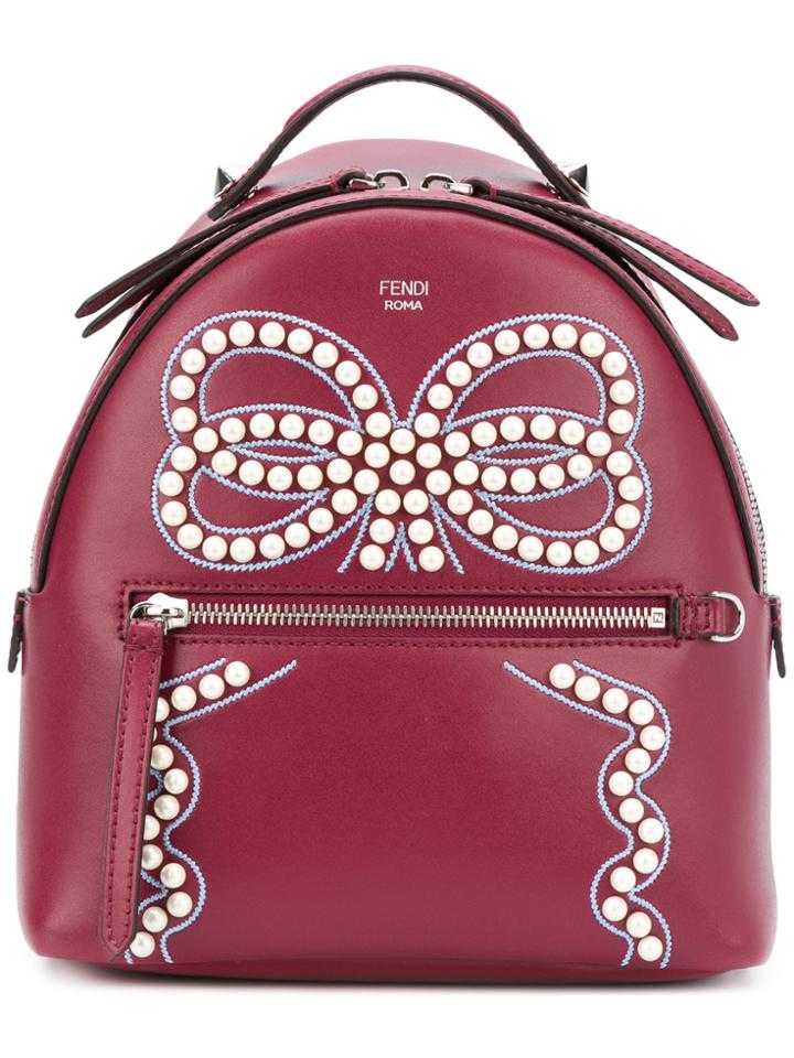 Fendi Embellished Backpack - Red