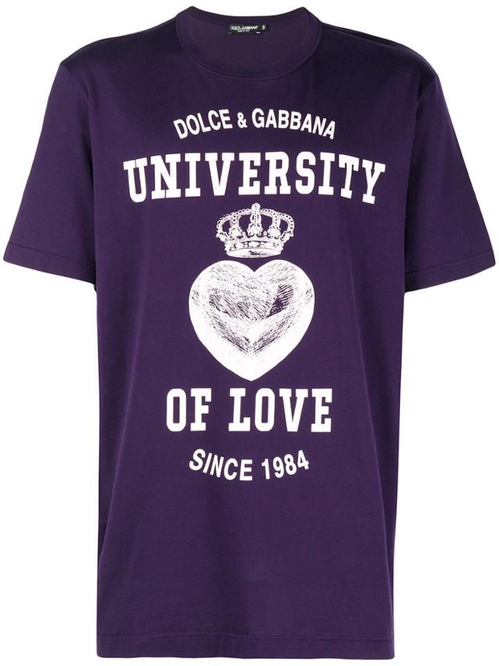 Dolce & Gabbana Printed Logo University T-shirt - Pink & Purple