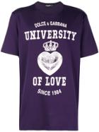 Dolce & Gabbana Printed Logo University T-shirt - Pink & Purple