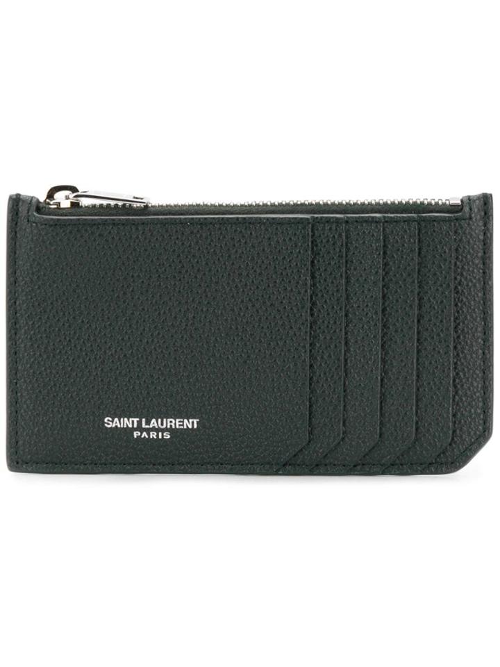 Saint Laurent Fragment Zipped Card Case - Green