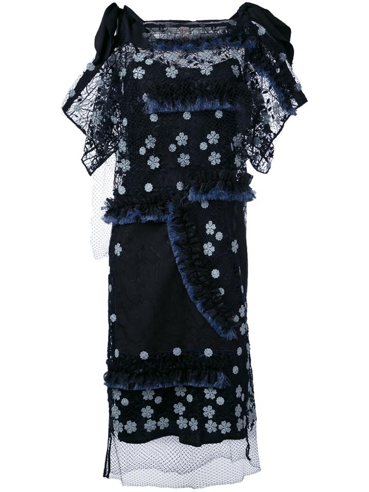 Antonio Marras Fringed Floral Dress - Black