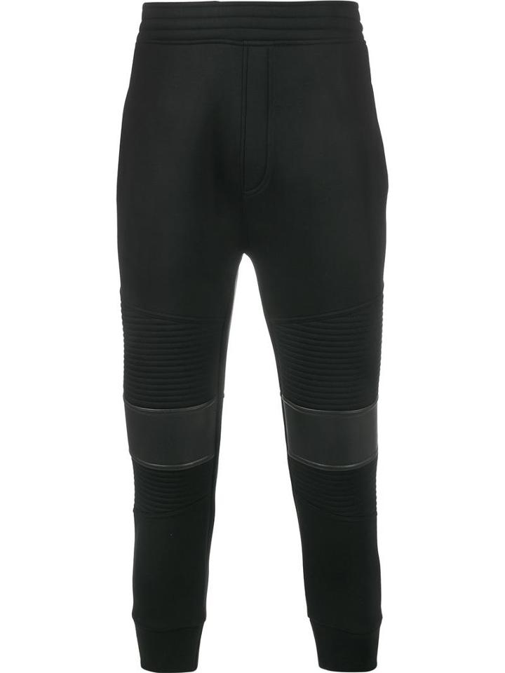 Neil Barrett 'moto' Biker Style Track Pants, Men's, Size: Xl, Black, Viscose/spandex/elastane/polyurethane/cotton