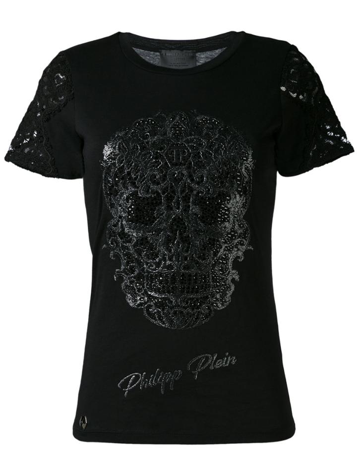 Philipp Plein Embroidered Skull T-shirt - Black