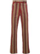 Jean Paul Gaultier Vintage Velvet Touch Stripped Trousers - Red