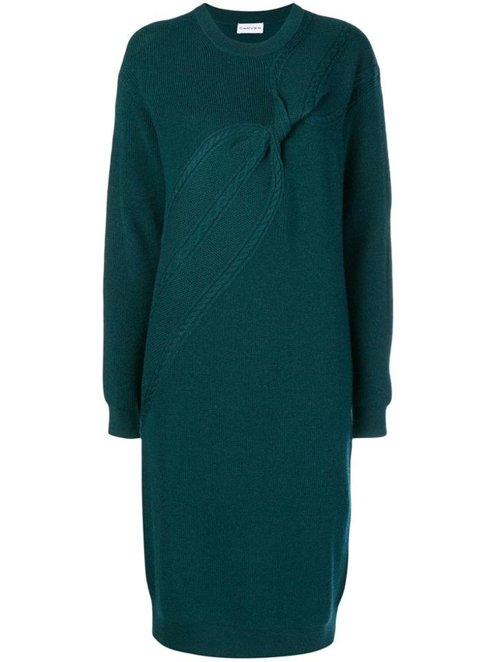 Carven Twisted Cable Sweater Dress - Green
