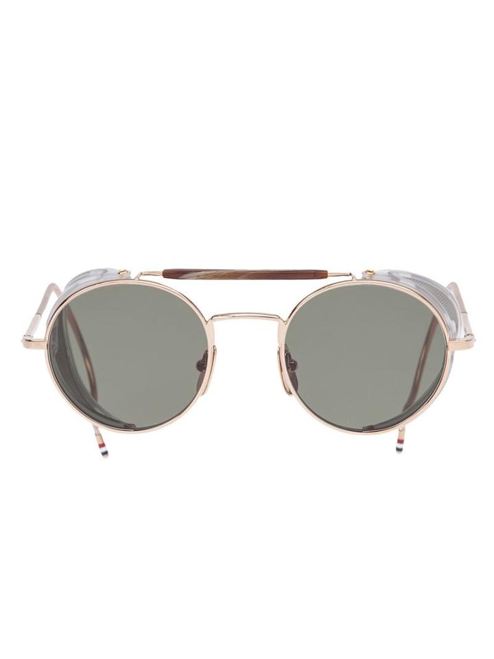 Thom Browne Round Frame Sunglasses, Adult Unisex, Grey, Plastic/acetate/metal (other)/12kt Gold