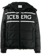 Iceberg Logo-print Quilted Puffer Jacket - Black