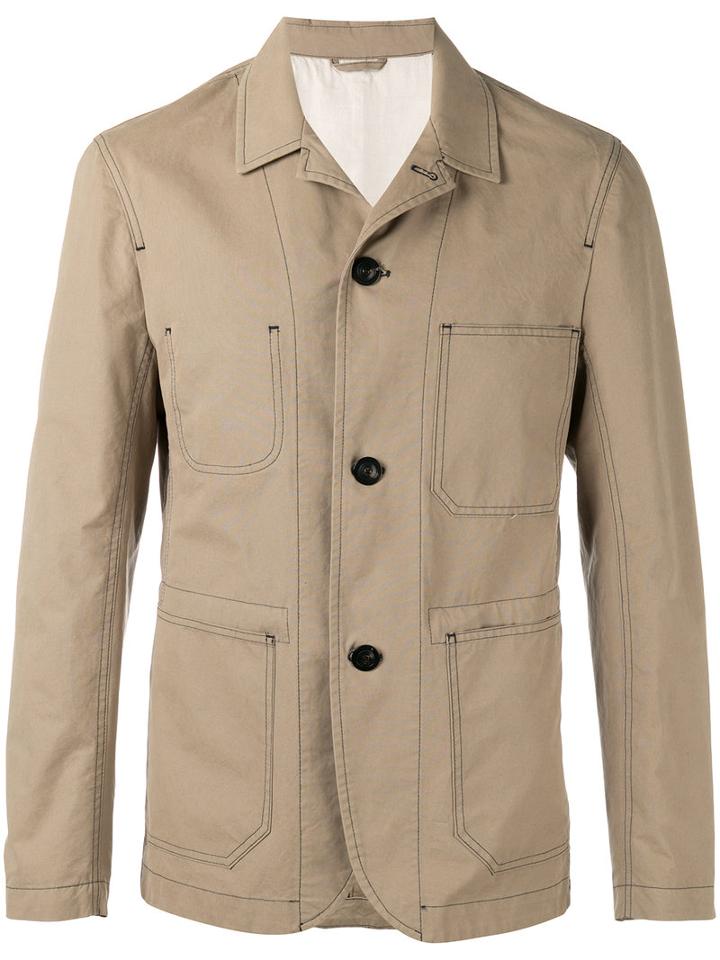 Joseph Button-up Field Jacket, Men's, Size: 48, Nude/neutrals, Cotton