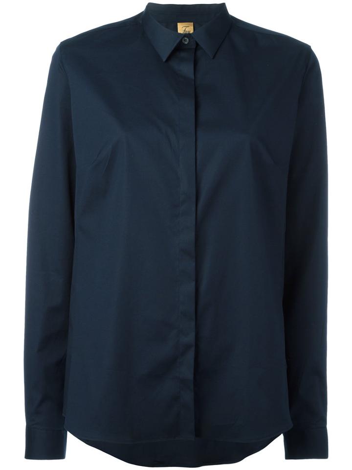 Fay - Concealed Placket Shirt - Women - Cotton/spandex/elastane - M, Blue, Cotton/spandex/elastane