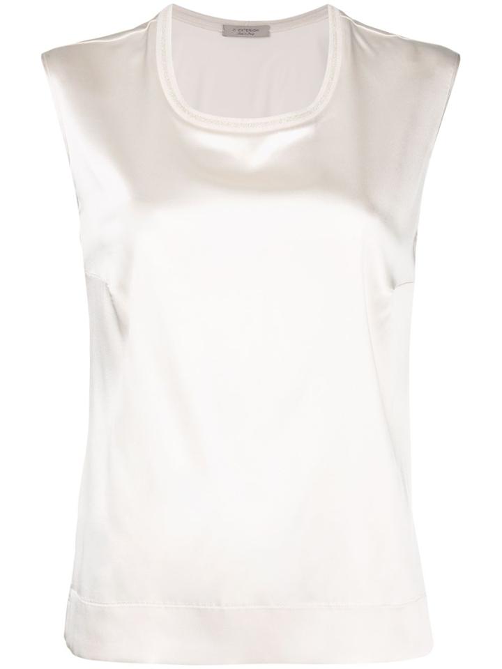 D.exterior Round Neck Tank Top - White