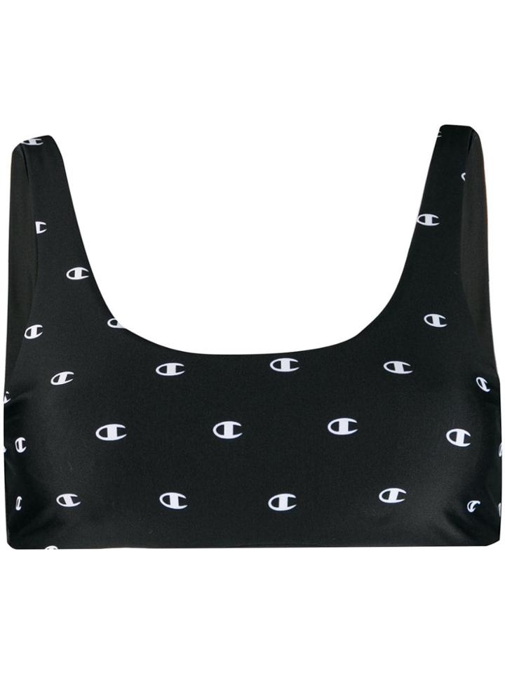 Champion Reversible Logo Print Bikini Top - Black