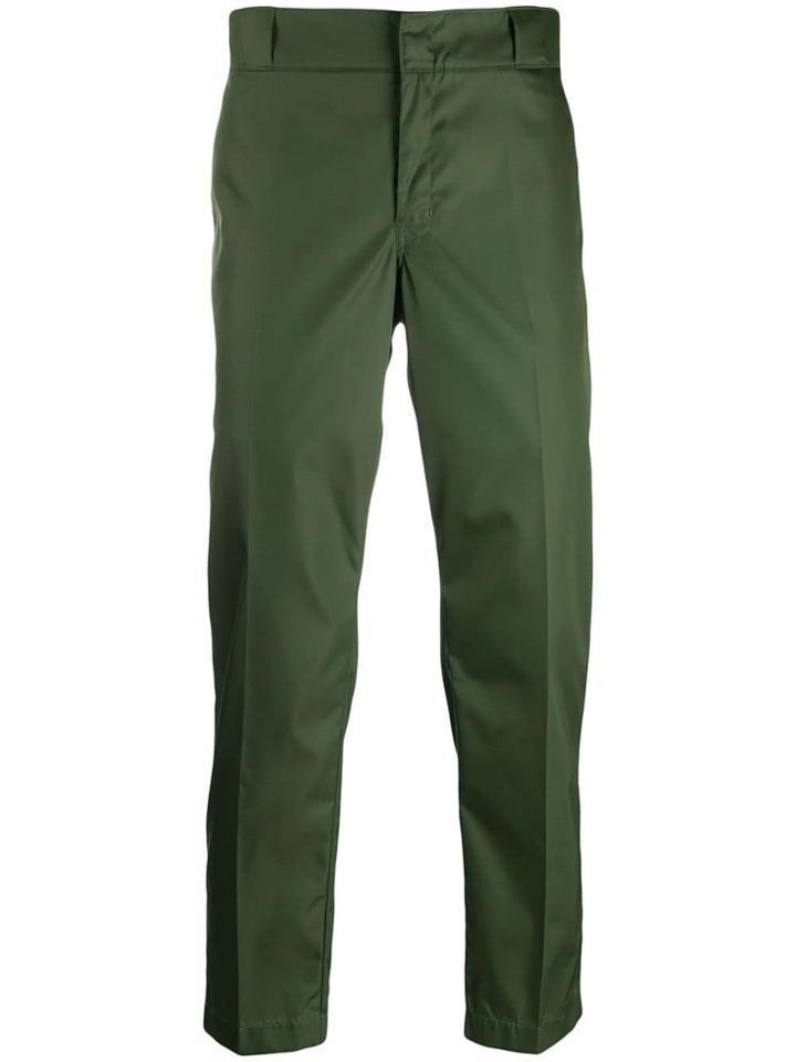 Prada Logo Cropped Trousers - Green
