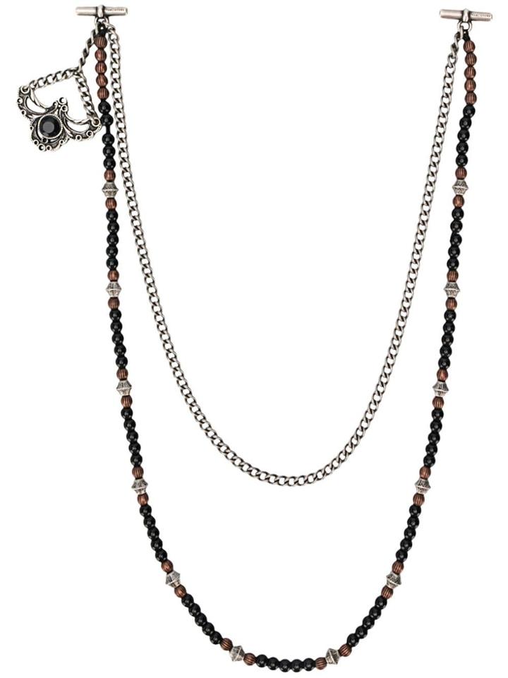 Tagliatore Beaded Collar Pin - Black