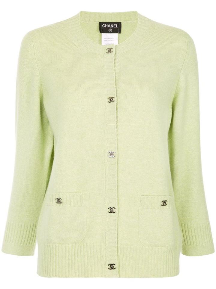 Chanel Pre-owned Logo Buttoned Up Knitted Top - Green