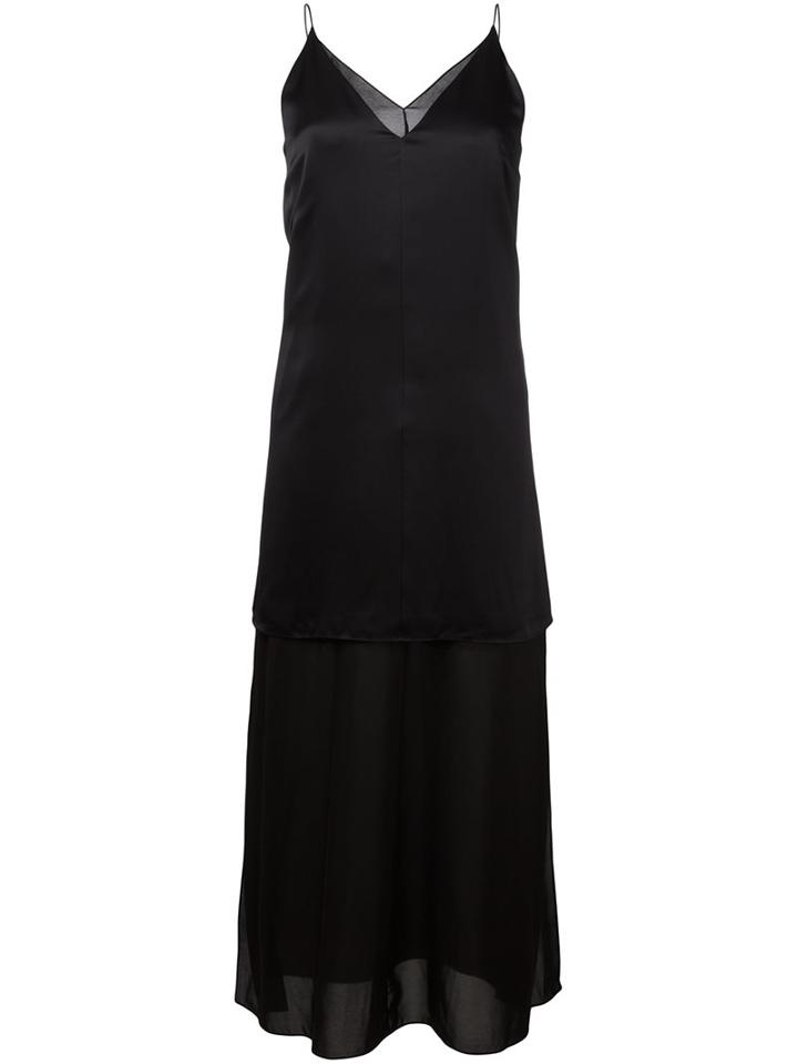 T By Alexander Wang Layered Cami Dress, Women's, Size: 6, Black, Silk/cupro/rayon