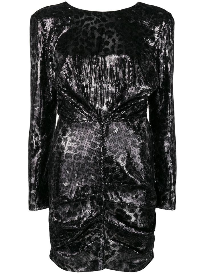 Msgm Leopard Print Sequin Dress - Silver