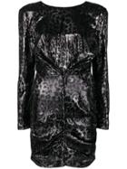 Msgm Leopard Print Sequin Dress - Silver