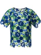P.a.r.o.s.h. Floral Macramé Top, Women's, Size: Small, Blue, Cotton/polyester