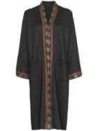 Etro Embroidered-trim Long Cardigan - Grey