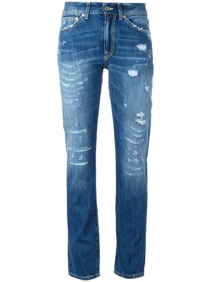 Dondup Ripped Trim Jeans, Women's, Size: 27, Blue, Cotton