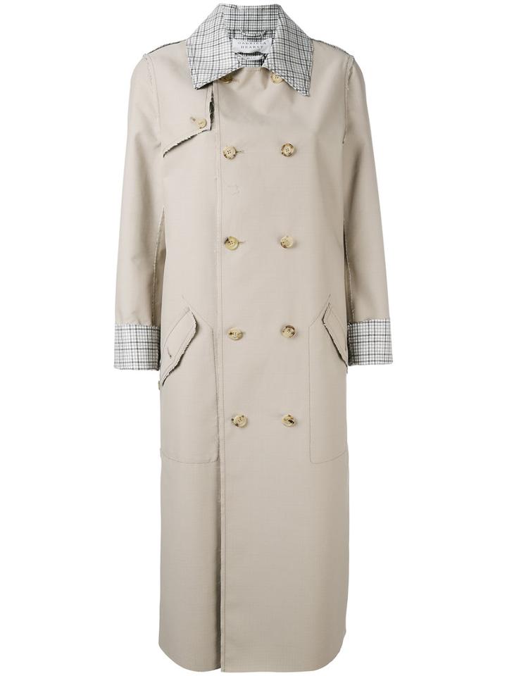 Gabriela Hearst - Checked Trim Trench Coat - Women - Nylon/cashmere/wool - 42, Nude/neutrals, Nylon/cashmere/wool