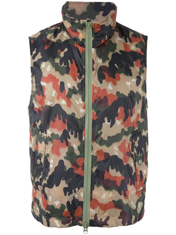 Sempach - Camouflage Print Zipped Gilet - Men - Cotton/nylon - L, Green, Cotton/nylon