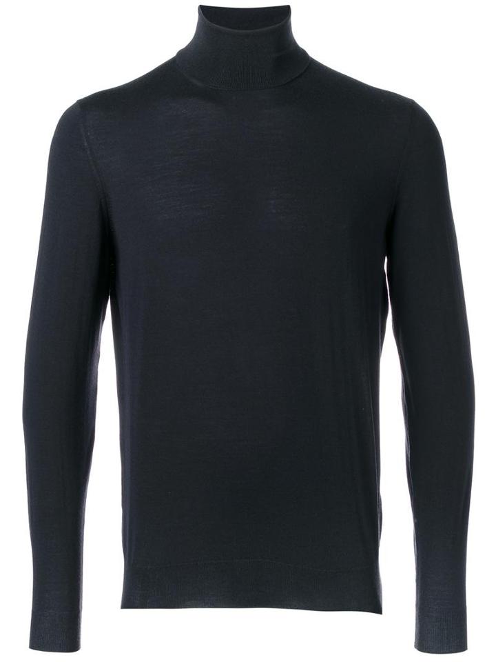Drumohr Dolcevita Turtleneck Jumper, Men's, Size: 54, Blue, Merino