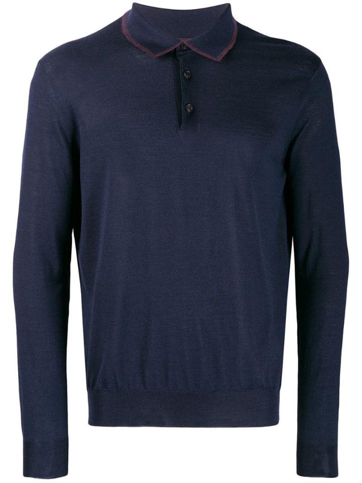 Ermenegildo Zegna Fine Knit Polo Shirt - Blue