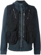 Stone Island Shadow Project Gilet Detail Hoodie, Adult Unisex, Size: Large, Grey, Cotton/polyamide
