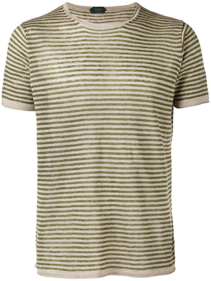 Zanone Knitted Striped T-shirt - Green