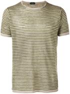 Zanone Knitted Striped T-shirt - Green