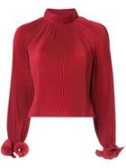 Tibi Pleated Cropped Top - Red
