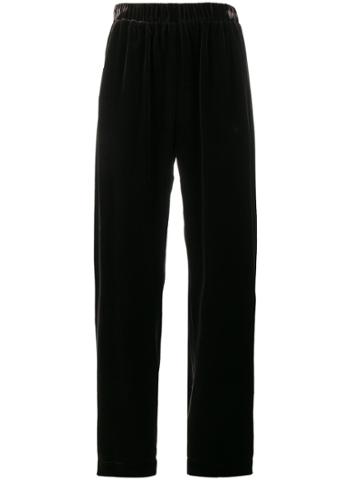 Edward Crutchley Velvet Pleated Track Pants - Brown