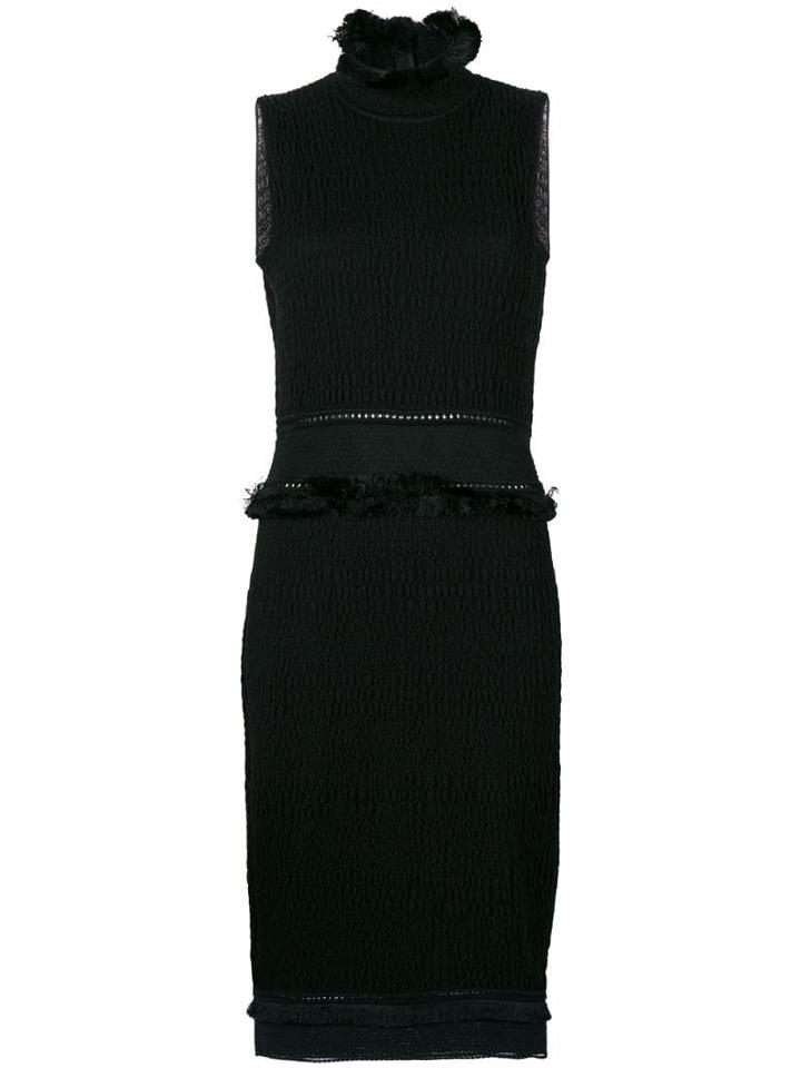 John Galliano Pre-owned Fringed Fitted Dress - Black