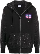Sss World Corp Alien Embroidered Zipped Hoodie - Black