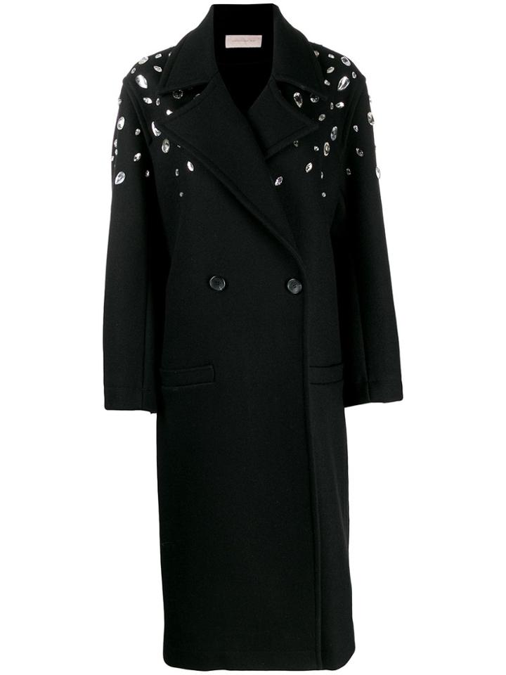 Christopher Kane Crystal Gem Wool Coat - Black
