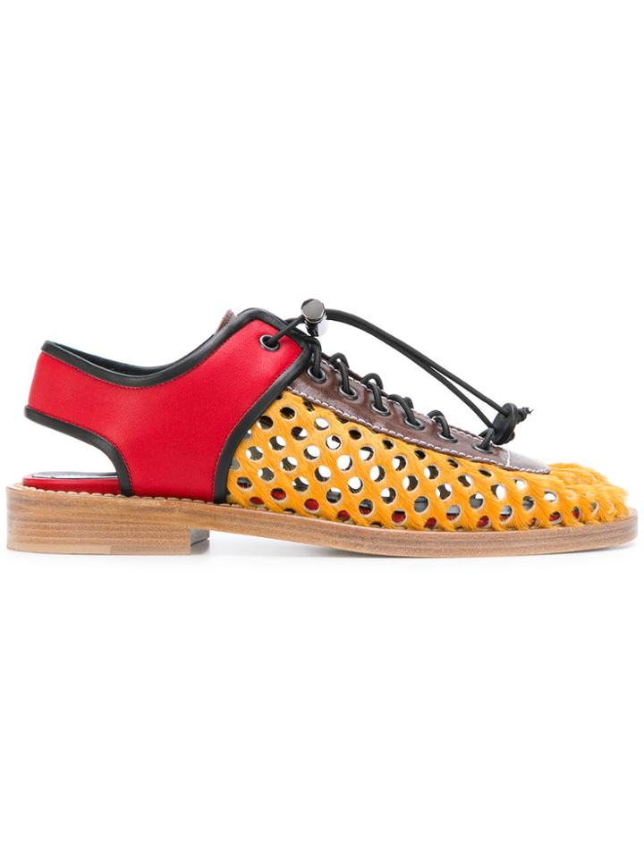 Marni Perforated Sandal In Calfskin - Yellow & Orange