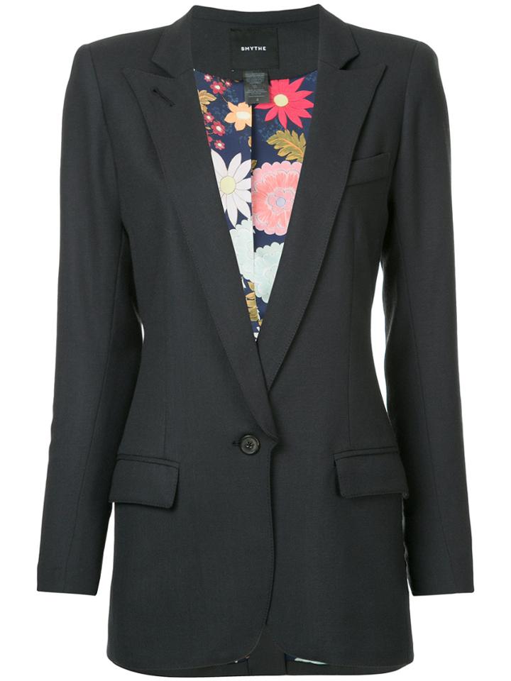 Smythe Long Notched Collar Blazer - Black