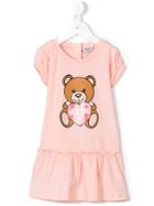 Moschino Kids Teddy Bear Print Dress, Toddler Girl's, Size: 3 Yrs, Pink/purple