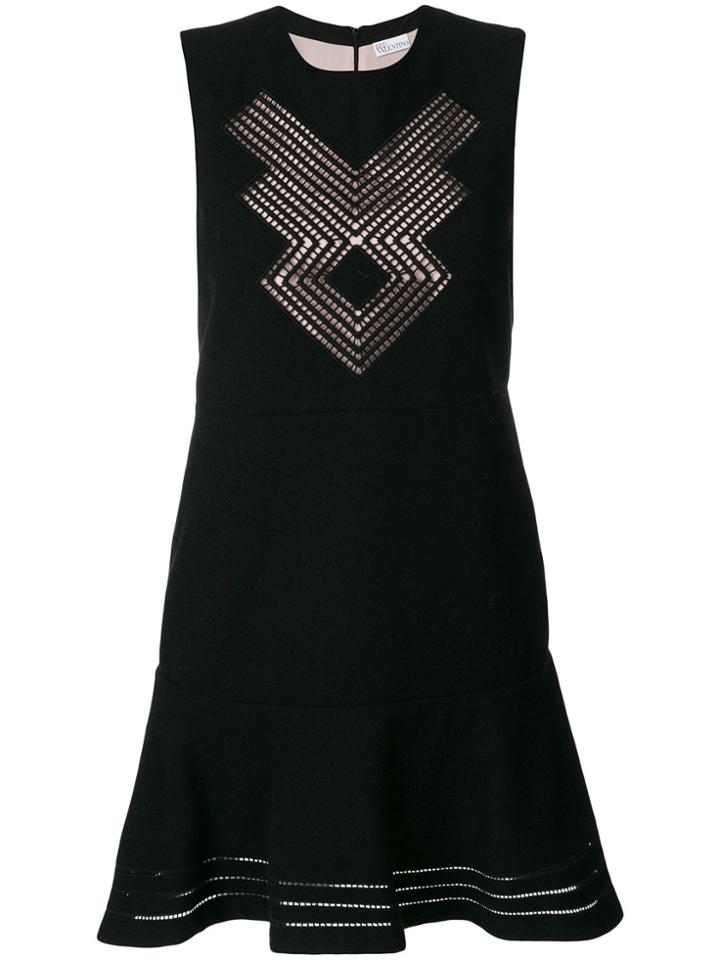 Red Valentino Argyle Embroidered Mini Dress - Black