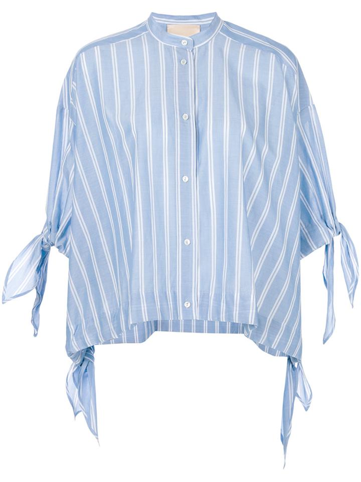 Erika Cavallini Striped Shortsleeved Shirt - Blue